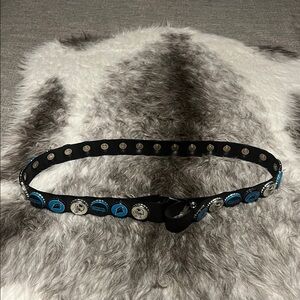Vintage Carolina Panthers Black and Blue Studded Bottle Cap Opener Belt